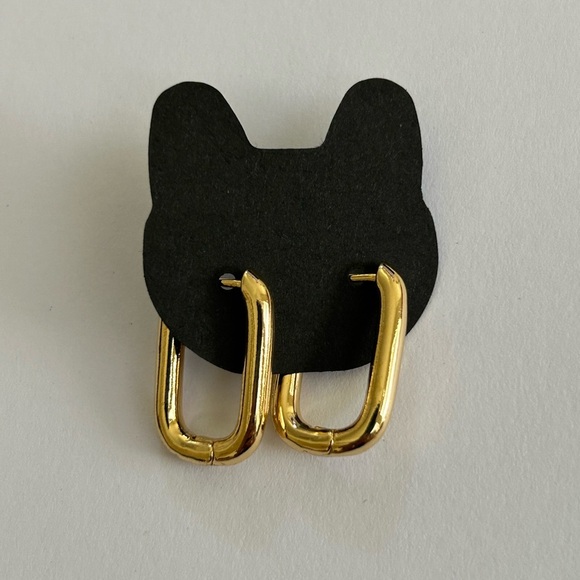 Gold Rectangular Hoop Earrings - Picture 1 of 3